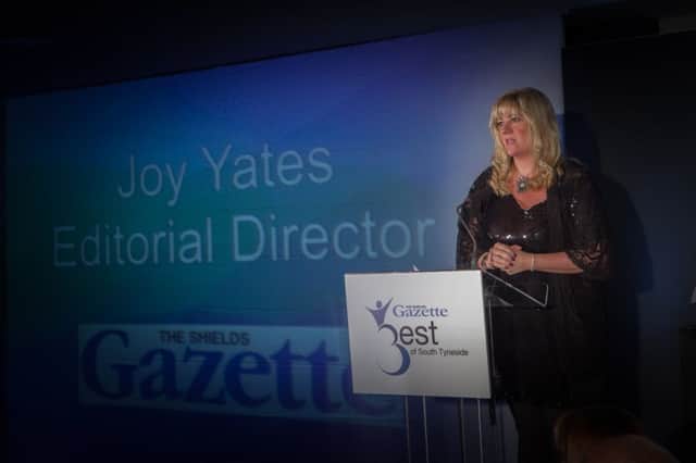 Joy Yates welcomes guests to the Shield Gazette's Best of South Tyneside Awards at the Quality Hotel in Boldon Picture: DAVID WOOD