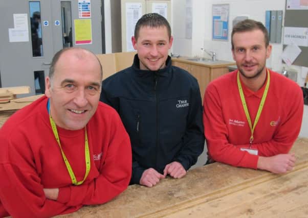 East Durham College joinery lecturer, Dom Hunt, left, Luke ORourke and fellow joinery lecturer Joe Atherton, right.