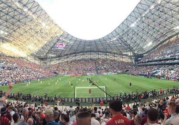 A picture taken by the Hartlepool England fans inside the Stade VÃ©lodrome during England's opening game against Russia.