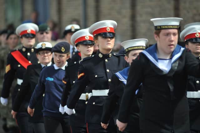 Marine and Sea Cadets on parade at the Armed Forces Day event 2015.