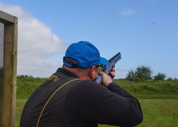Martin Griffiths taking aim at the England Selection shoot at Oak Lodge Shooting Ground, Brierton Lane, Hartlepool on Saturday.