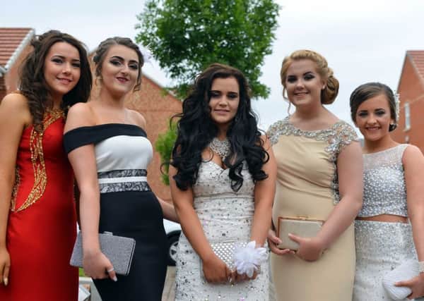 Hartlepool's first millennium baby Maryellen Rudd (middle) now 16 is off to her school prom.
Friends from left Holly Hewittson, Bethany Hall, Eleanor Gofton and Codie Moore