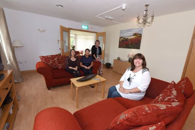 Pictured in one of the rooms refurbished helped by a donation from Hartlepool Power Station at Hartlepool & District Hospice are l-r  Heather Barton continious improvement  manager at the Power Station, Julie Hildreth senior fund raising manager at the Hospice, Carol Sennett corporate fund raiser and Louise Corser Hartlepool Power Station Visitor Centre Co-ordinator a