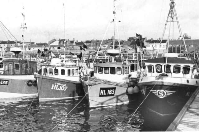 Fishing boats moored alongside the Hartlepool Fish Quay in 1983.