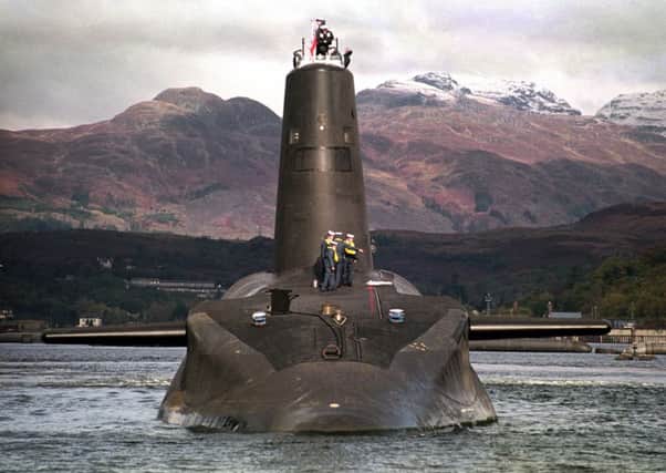 The Royal Navy's submarine Vanguard which carries Trident missiles.