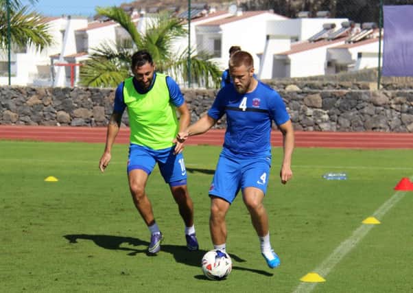 Nicky Featherstone on the ball in training at La Laleta. Picture: HUFC