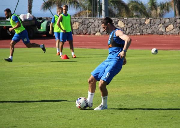 Padraig Amond training in Tenerife: PIcture: HUFC