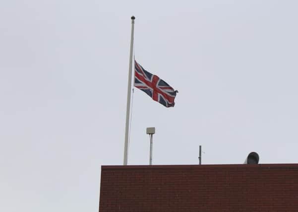 The Union Jack flag flies at half mast at Hartlepool Civic Centre in tribute to the victims of the Nice terrorist attack.