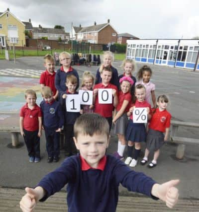 Pupils at Rift House Primary School who achieved 100% attendance.
Picture by Jane Coltman