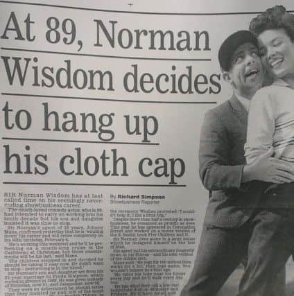 Marion makes the national headlines with Norman Wisdom.
