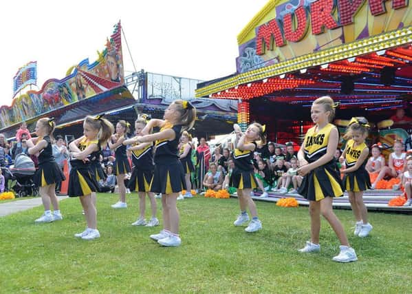 Hartlepool Hawks cheerleading squad perform at the opening of the 2015 Headland Carnival. Picture by FRANK REID