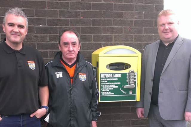 From left: Carl Sweeting, vice chairman of Seaton Carew FC, Bernie Kelly, president of Seaton Carew FC and Seaton ward councillor Paul Thompson