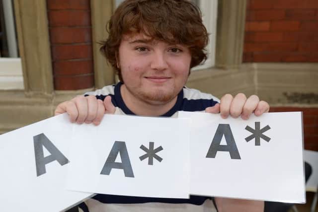 Matthew Day from Hartlepool Sixth Form College with his A level results. Picture by FRANK REID