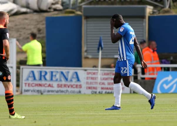 Toto Nsiala is sent off after three minutes. Picture: TOM BANKS