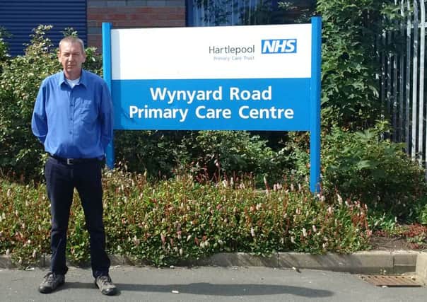 Mike Hill of Unison outside the Wynyard Road Primary Care Centre