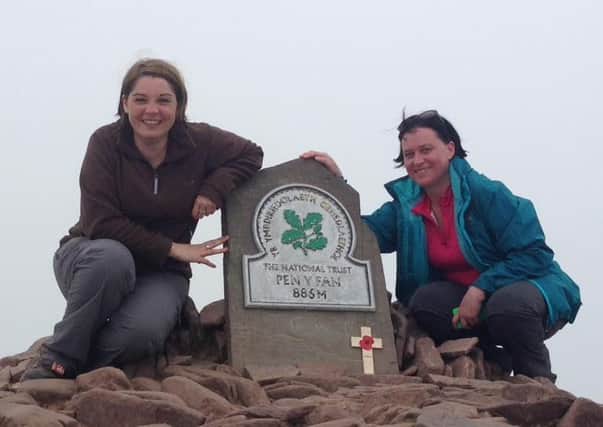 Tracy Skinner with friend Christina Gillies at the top of Pen Y Fan in the Brecon Beacons.