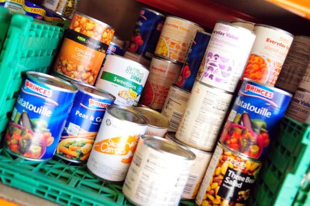 Items on the shelf at the Hartlepool Foodbank.