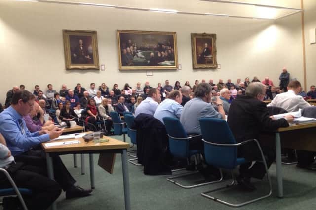 Hartlepool council chamber was packed for the planning meeting to decide wind turbine plans