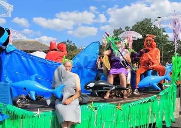 Beat About Hartlepool Drum Group's carnival float which came third designed on Characters From The Deep.