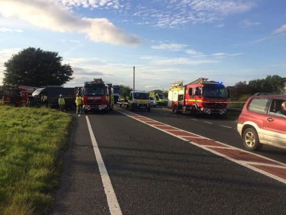The scene of the crash on the A1 in Northumberland, on August 30. A woman from County Durham was injured.

Copyright: Great North Air Ambulance.