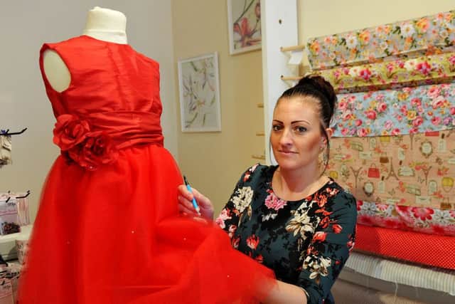 Angela Harrop in her new business venture Twisted Lace Fabric and Costume, Tower Street, Hartlepool. Picture by FRANK REID