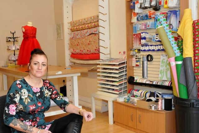 Angela Harrop in her new business venture Twisted Lace Fabric and Costume, Tower Street, Hartlepool. Picture by FRANK REID