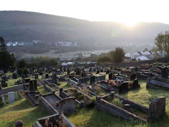 The graves of the victims of the Aberfan disaster in the village's cemetery in Wales, on the 50th anniversary of the tragedy. Picture by PA.