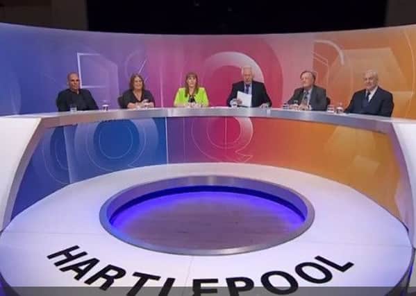 Last night's Question Time panel (from left)  Yanis Varoufakis, Lisa Duffy, Angela Rayner, David Dimbleby, Ken Clarke and Conrad Black.