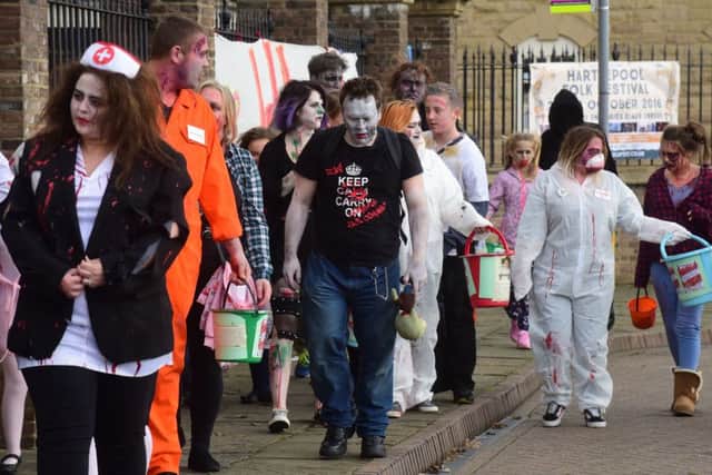 Hartlepool Zombie Walk leaving the Royal Navy Museum on Saturday.