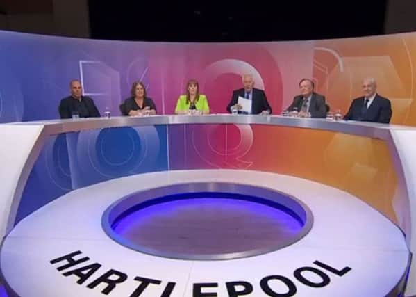 The Question Time panel from left; Yanis Varoufakis, Lisa Duffy, Angela Rayner, David Dimbleby, Ken Clarke and Conrad Black.