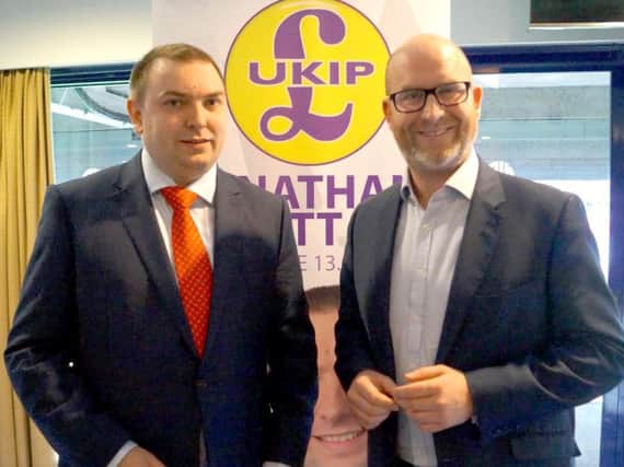 Jonathan Arnott, left, with Paul Nuttall, the man he is backing to be the next UKIP leader.