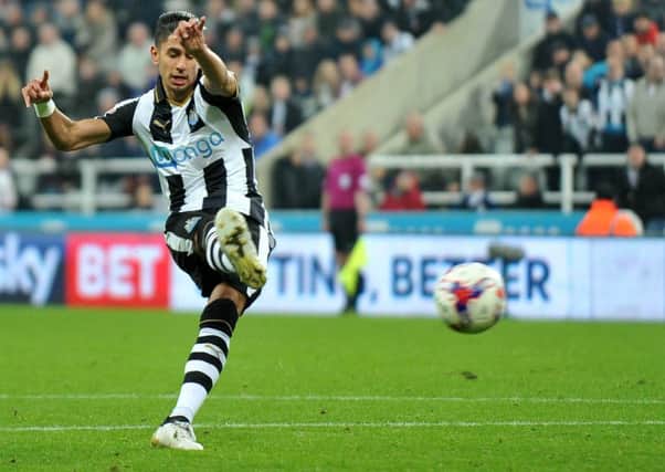 Ayoze Perez puts the icing on the cake with Newcastle's sixth goal against Preston. Picture by Frank Reid