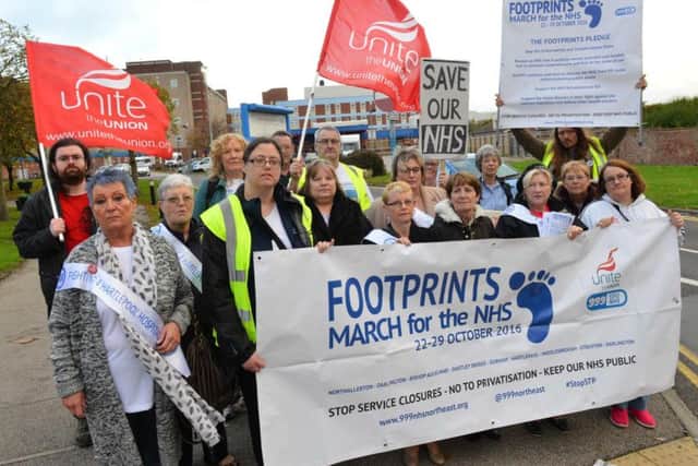 The Footprints March for the NHS at University Hospital of Hartlepool.