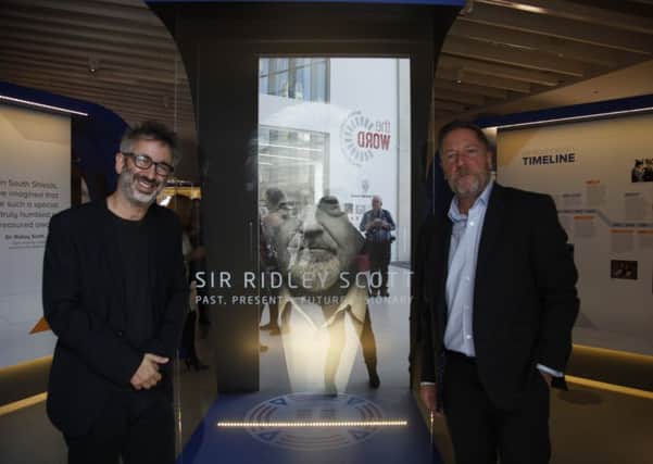 David Baddiel and Pat Chapman at the Sir Ridley Scott exhibition.