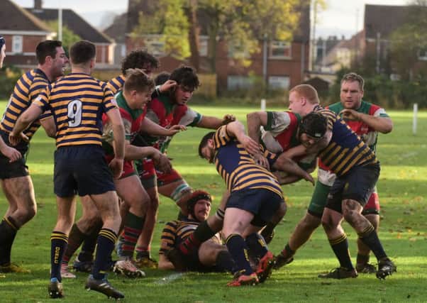 West Hartlepool battle it out in their clash with Durham City on Saturday