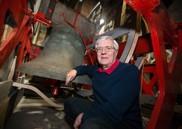 Andrew Frost with the newly refurbished bells of St Oswalds.