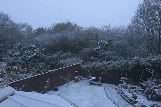 Snow in a garden in Newton Aycliffe, County Durham, on Wednesday morning