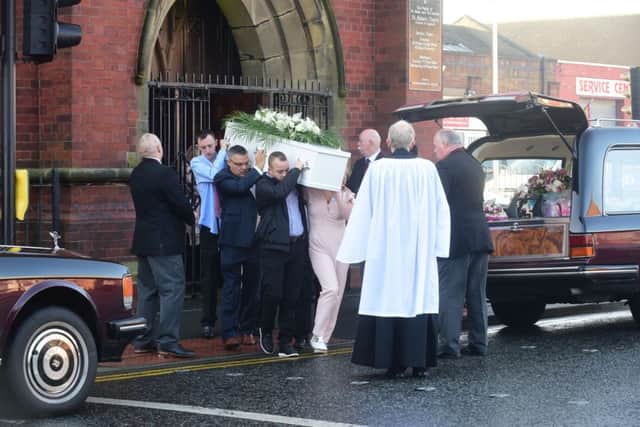 Funeral of young mum Jamie Leigh Twiddle at St. AidanÃ¢Â¬"s Church , Stockton Road, Hartlepool, this morning.