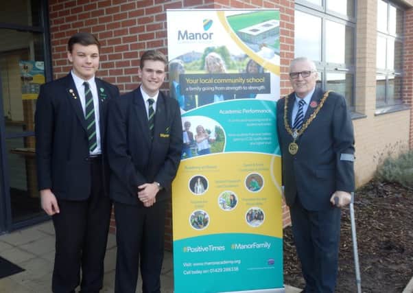 Takeover Day 2016 Mayor Rob Cook with Callum Reed (right) and Daniel Measor