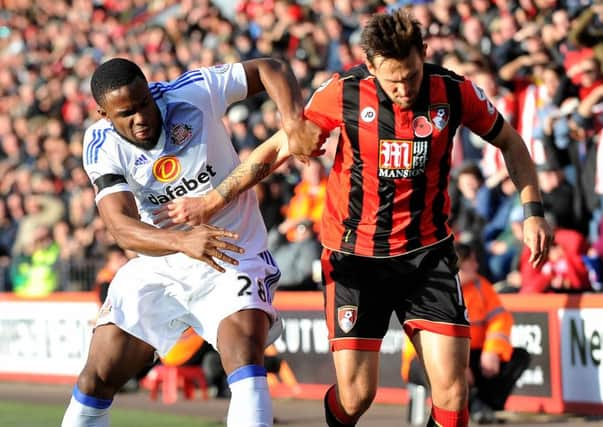Victor Anichebe battles for Sunderland in the 2-1 win at Bournemouth a fortnight ago. Picture by Frank Reid