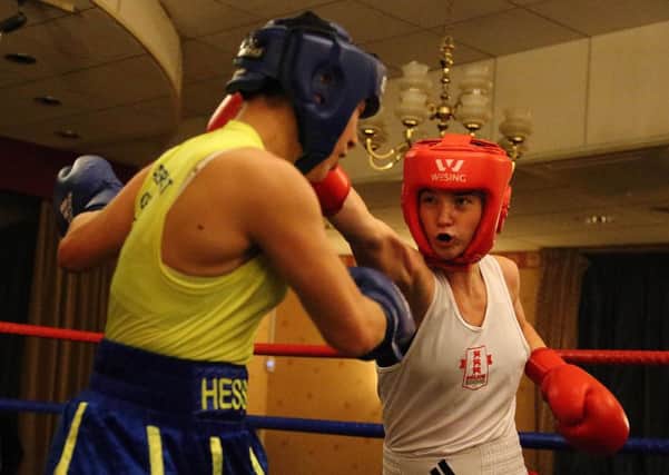 Shelby Brazell in action against Chloe Hessin at Hartlepool Elite Boxing Club show at Hartlepool Engineers' Club.

Picture: TOM BANKS