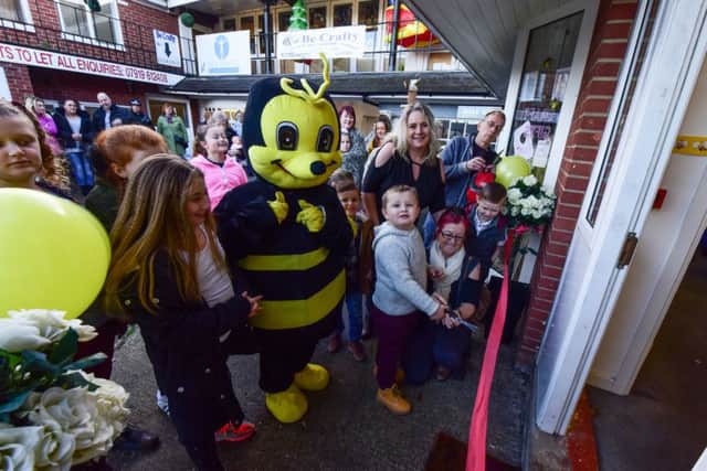 Lucas Jeffries (4) with Barbara Ward of Be Crafty. The Arches, Park Road, Hartlepool, about to cut the ribbon to their new sensory room that was officially opened by Lucas on Saturday.