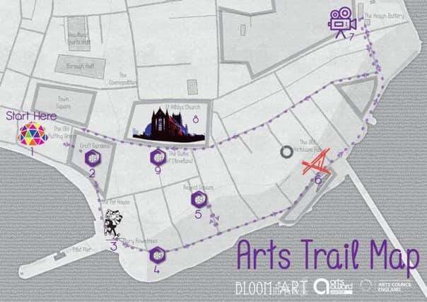 Map of an art trail on the Headland for the Wintertide Festival