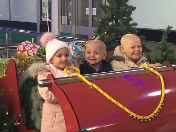 Bradley Lowery with friends Mia and Brooklyn. Picture: Bradley's Fight on Facebook.