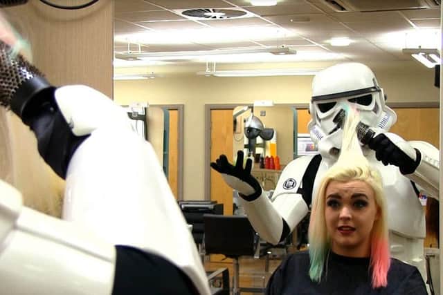 TK421 tried his hand at hairdressing!
