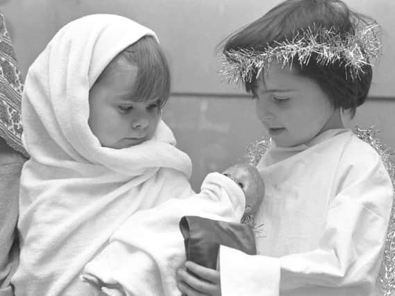 Kerry Ann Hewitson (left) and Jack Sanderson in their nativity play. Picture: Tony Colling.