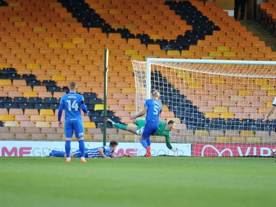 Trevor Carson is helpless at Port Vale net the opener in last weekend's 4-0 FA Cup loss.