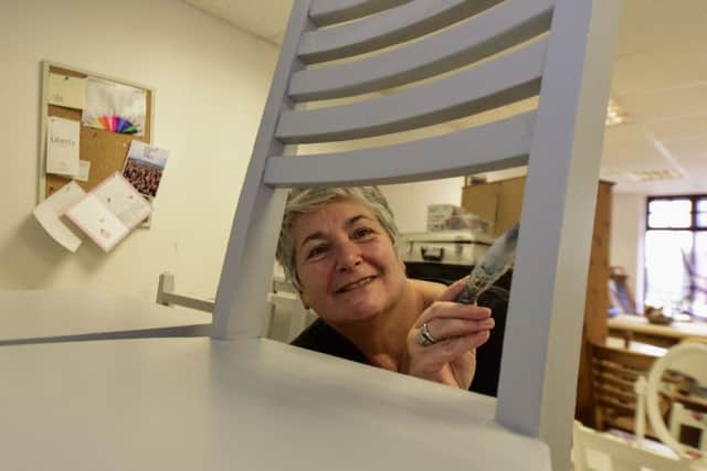 Christina Morton-Lake and some of her recycled furniture at the Baby Bereavement Support Service, York Road, Hartlepool.