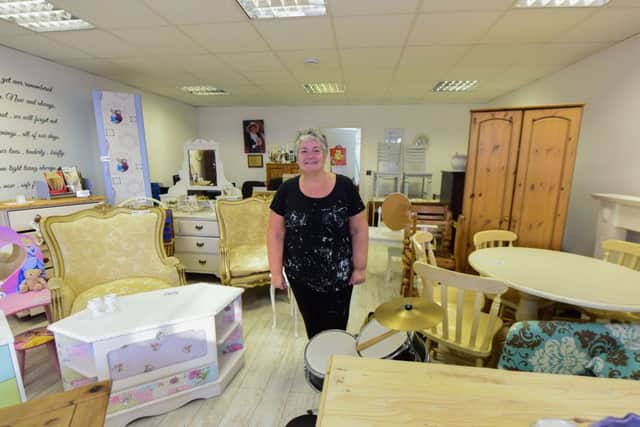 Christina Morton-Lake and some of her recycled furniture at the Baby Bereavement Support Service, York Road, Hartlepool.