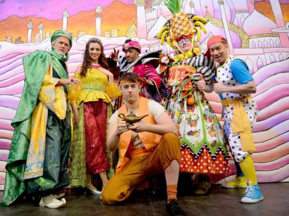 The cast of the Elite Pantomimes production of Aladdin.
